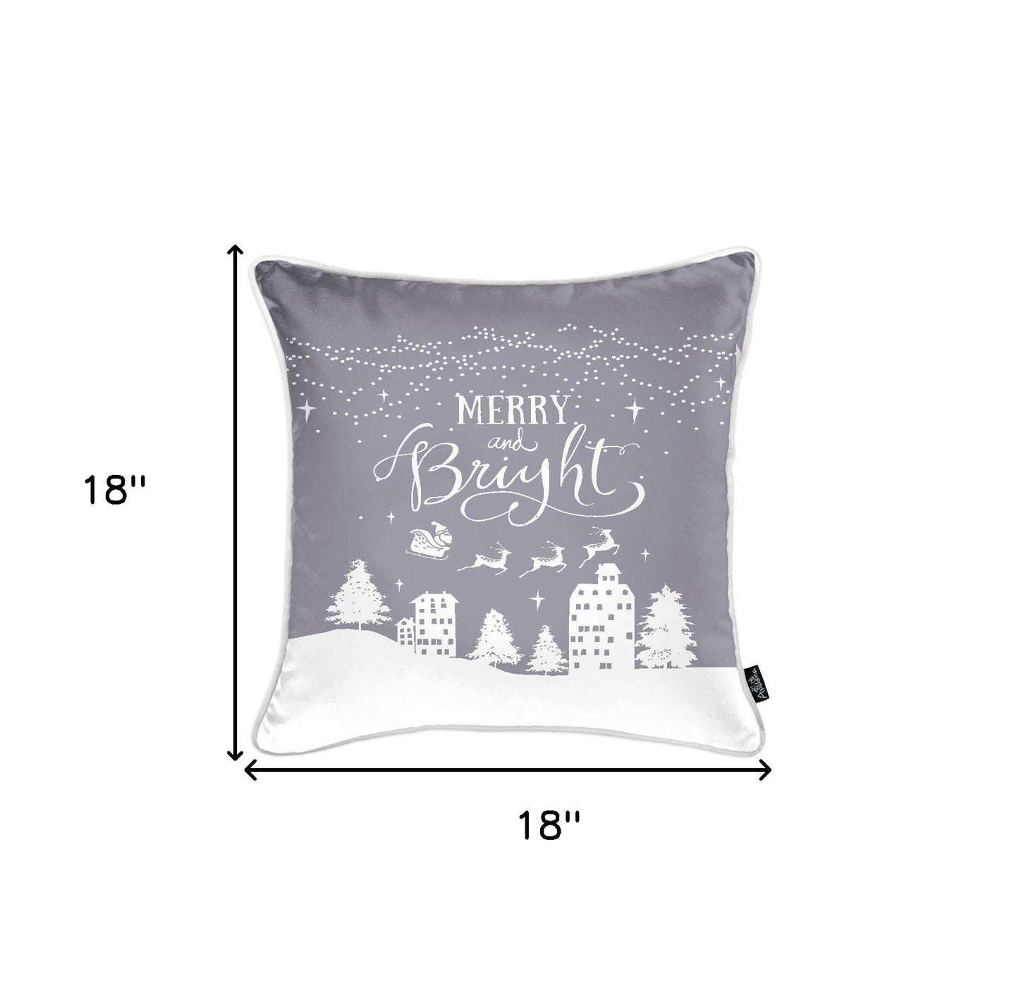 Set Of Four 18" X 18" Grey Zippered Polyester Christmas Snowflakes Throw Pillow Cover-5