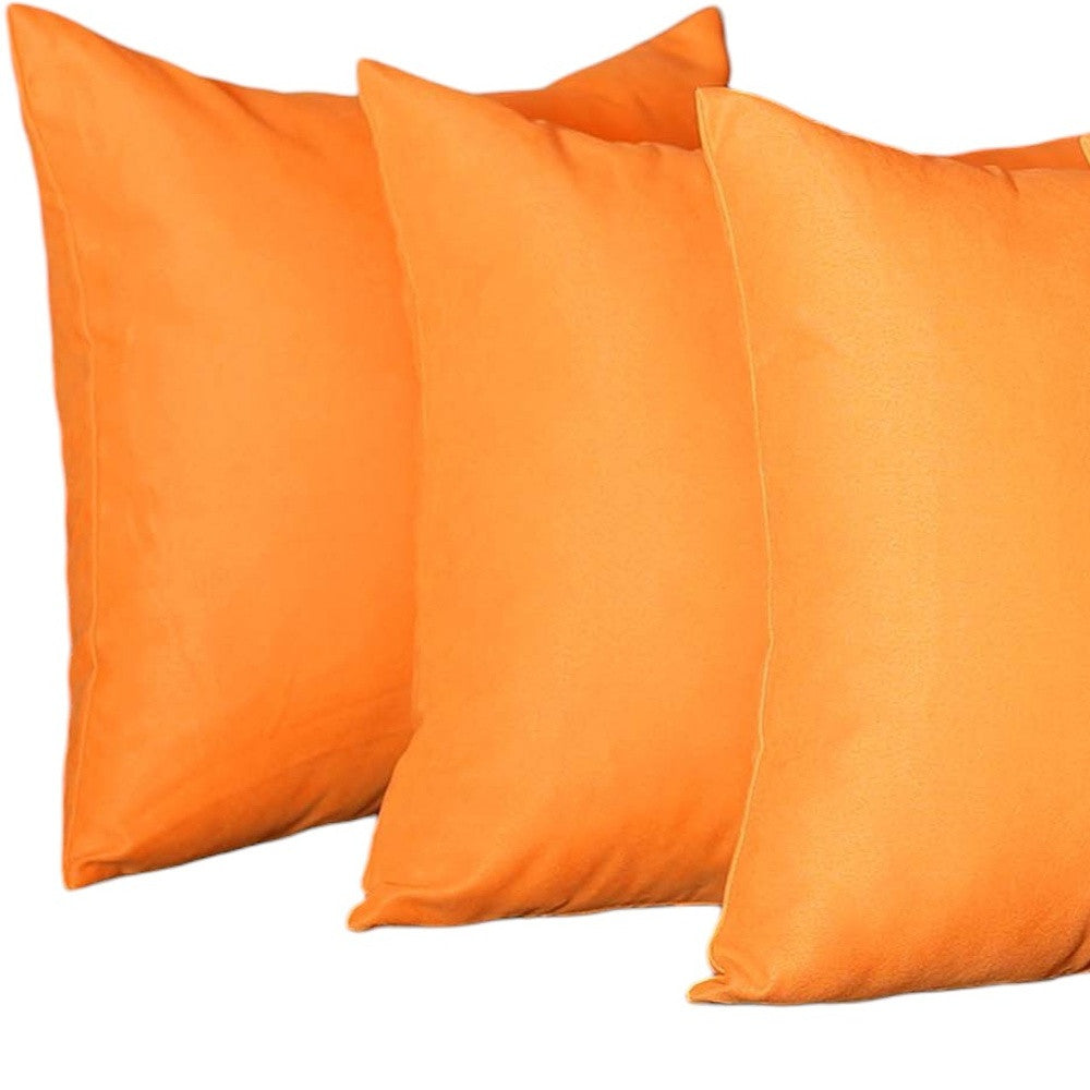 Set of Four 20" Orange Fabric Throw Pillow Covers-3