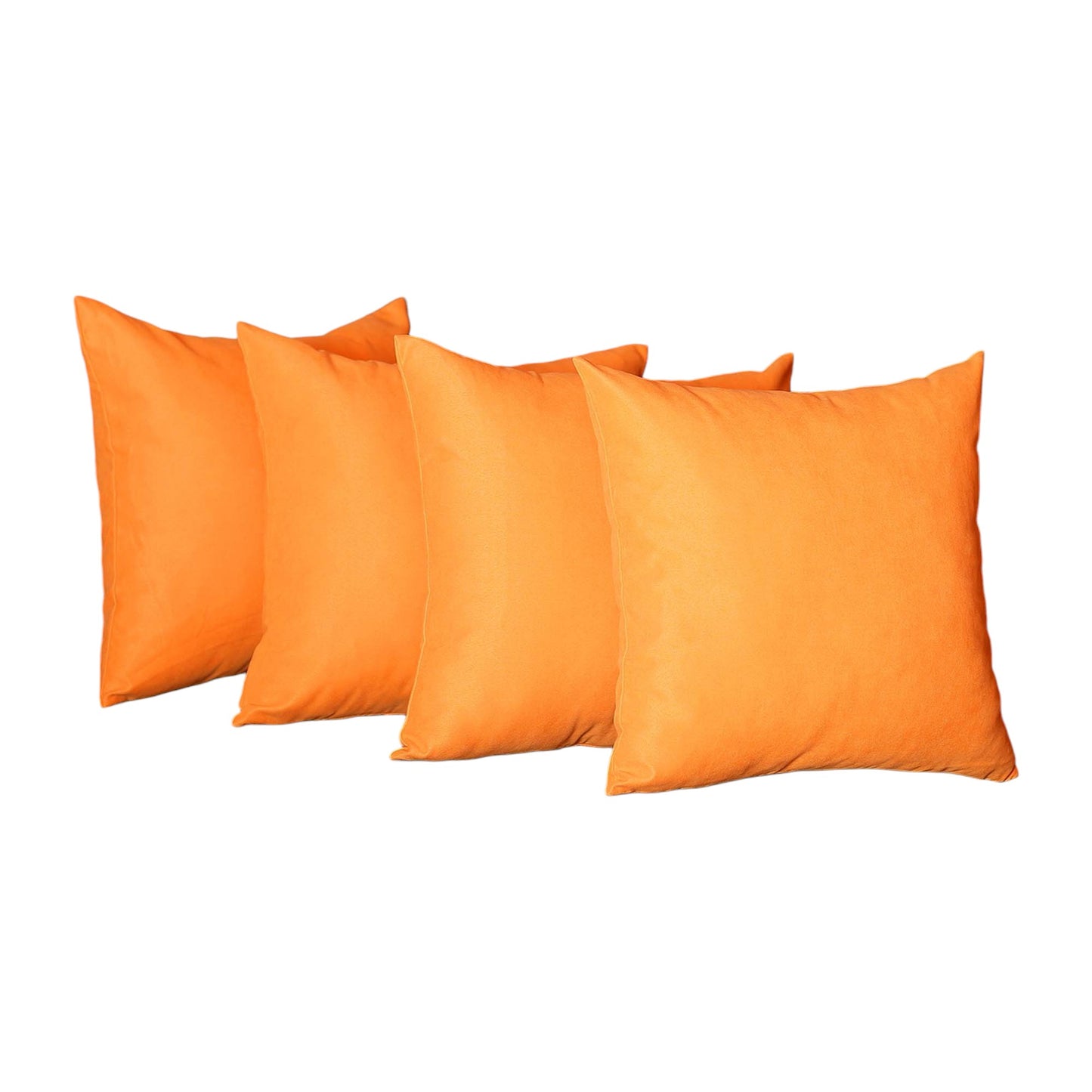 Set of Four 20" Orange Fabric Throw Pillow Covers-1