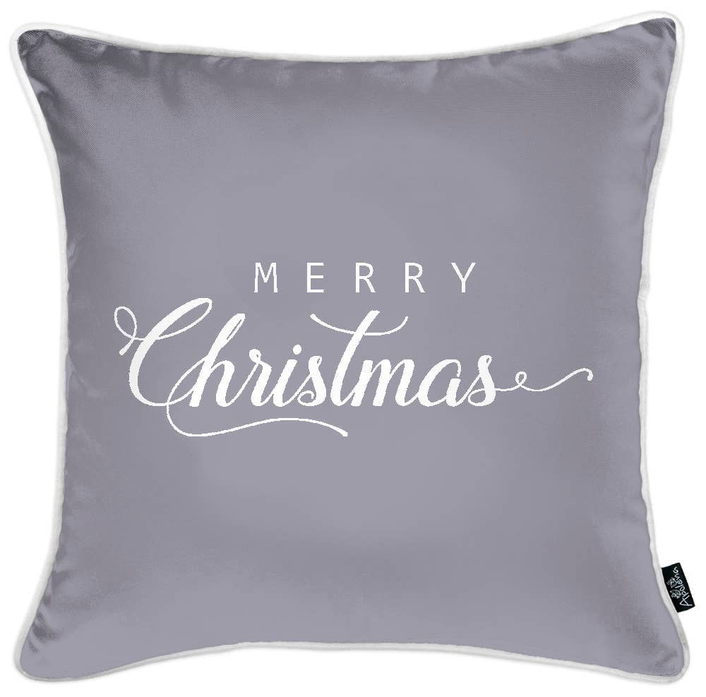 Set Of Four 18" X 18" Grey Zippered Polyester Christmas Snowflakes Throw Pillow Cover-2