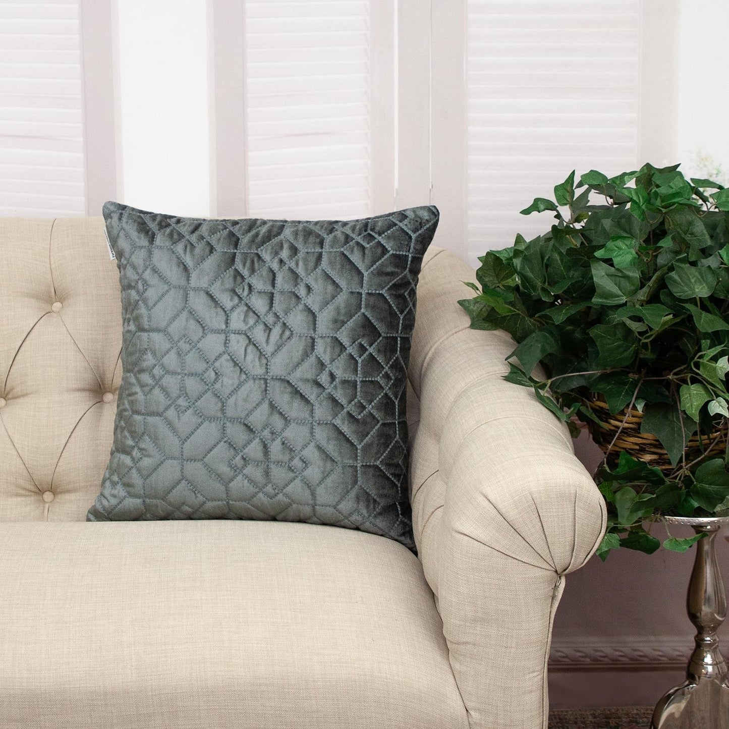 20" Charcoal Cotton Blend Throw Pillow-6