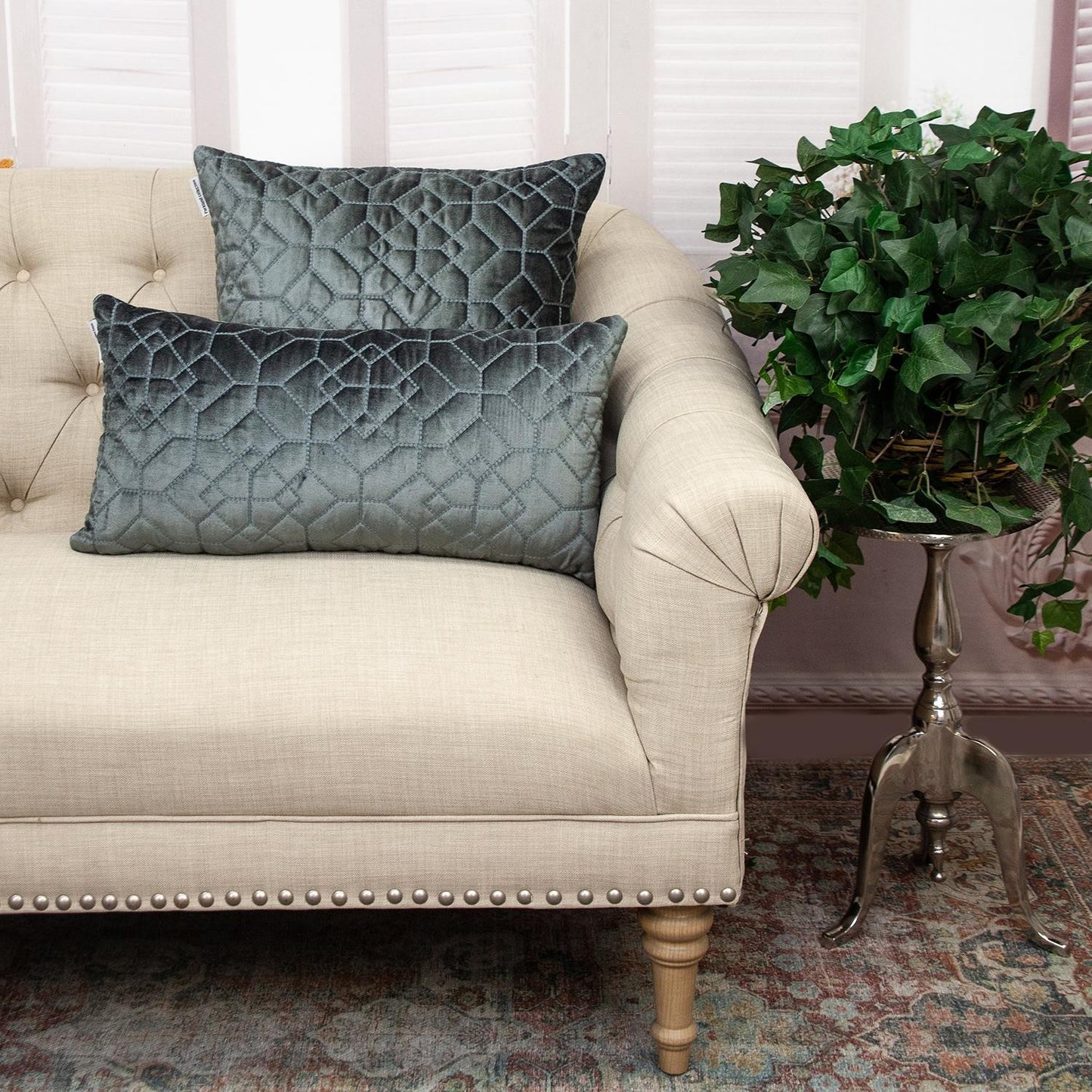 20" Charcoal Cotton Blend Throw Pillow-7