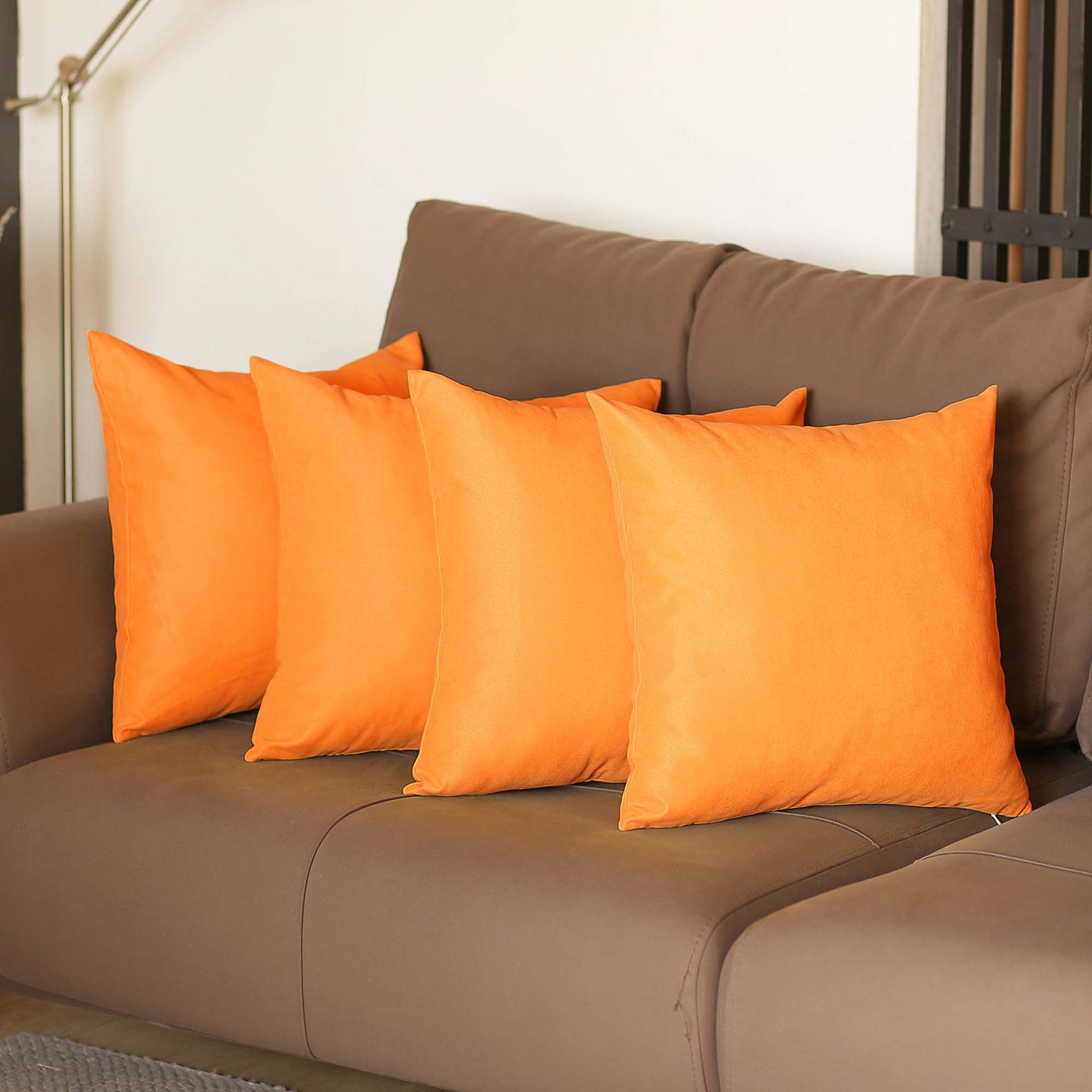 Set of Four 20" Orange Fabric Throw Pillow Covers-5