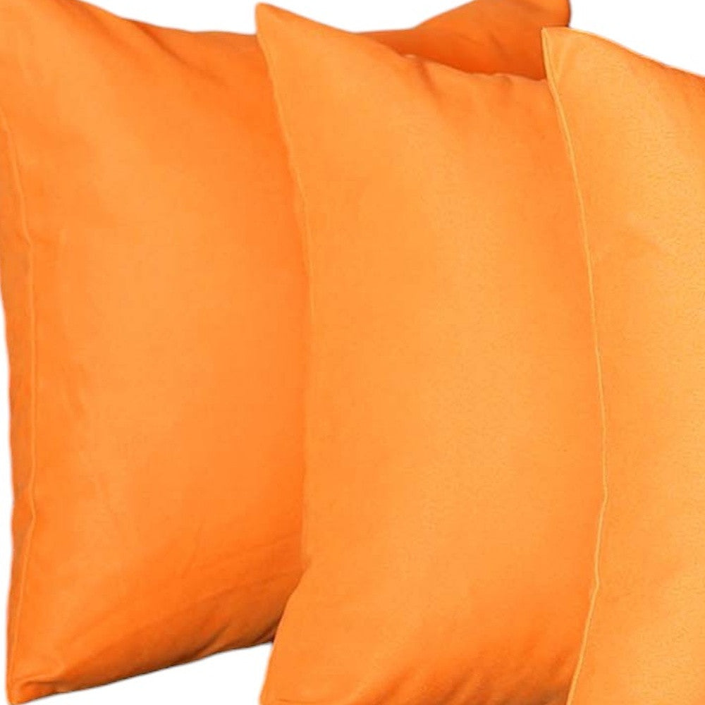 Set of Four 20" Orange Fabric Throw Pillow Covers-4