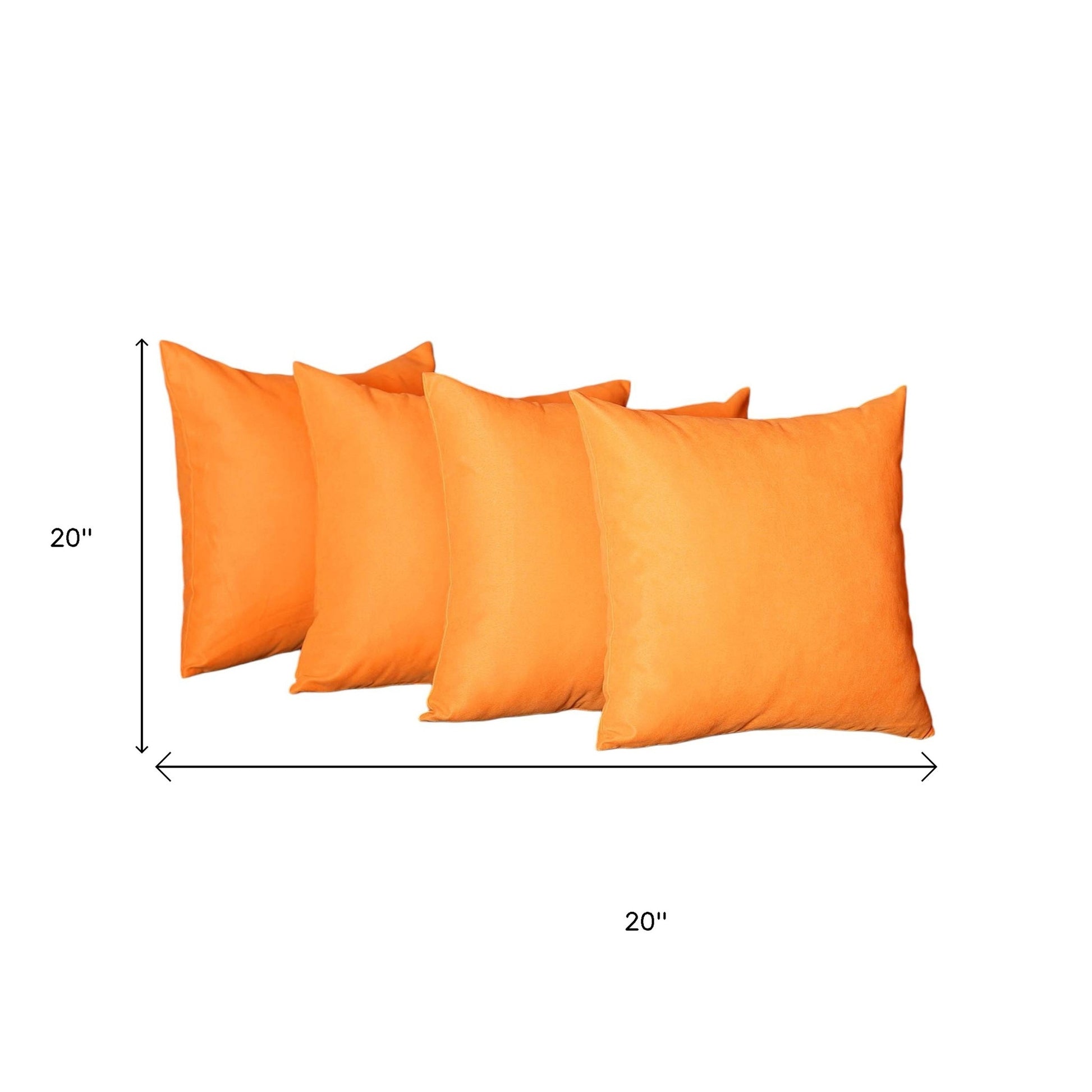 Set of Four 20" Orange Fabric Throw Pillow Covers-7