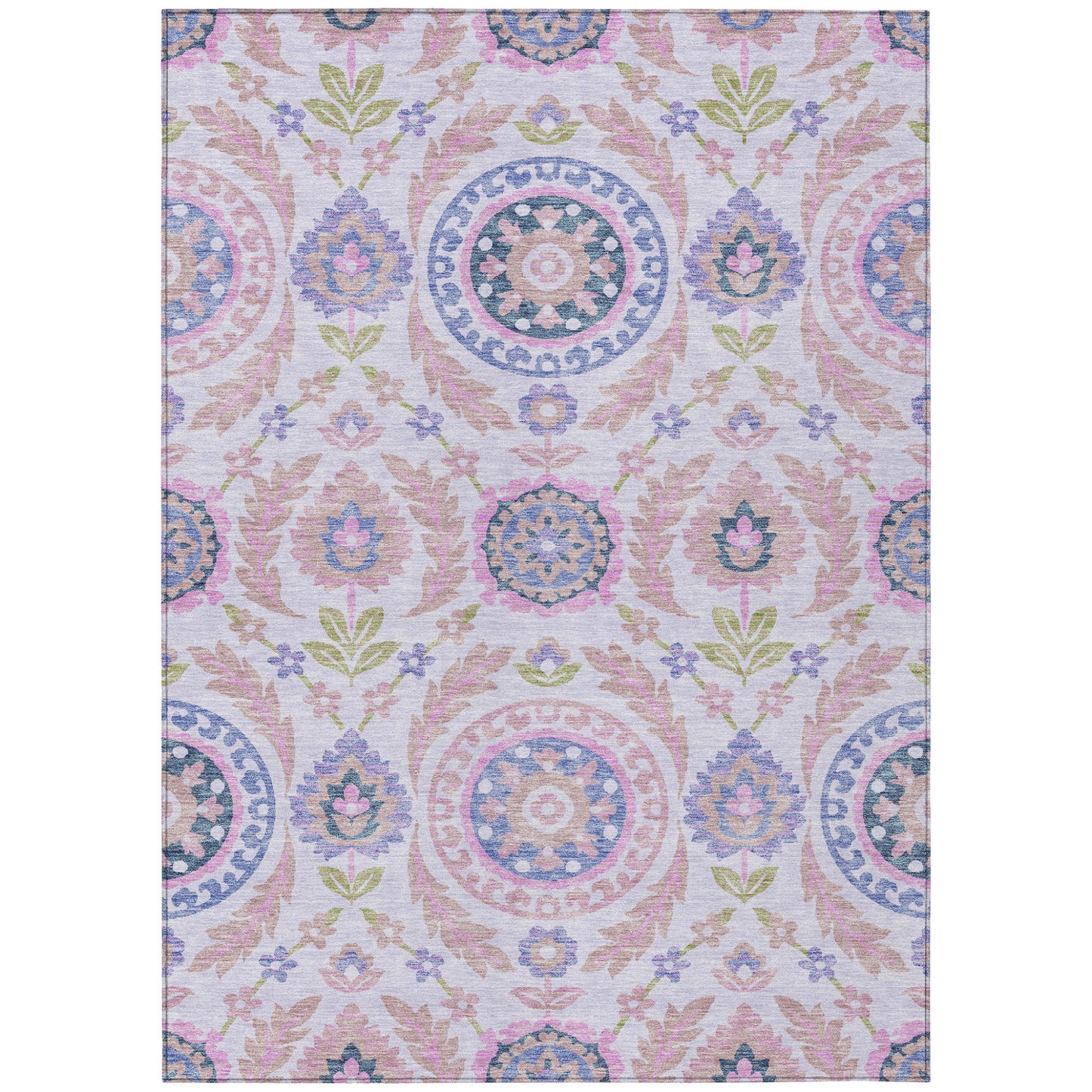 8' X 10' Blush Lavender And Purple Floral Washable Indoor Outdoor Area Rug-1