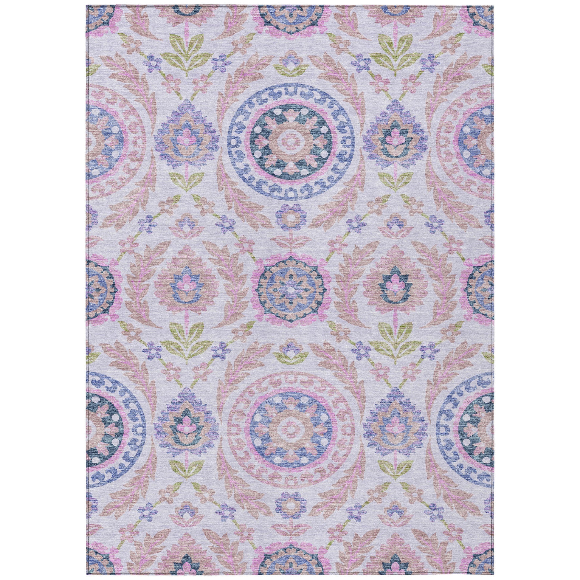 8' X 10' Blush Lavender And Purple Floral Washable Indoor Outdoor Area Rug-1