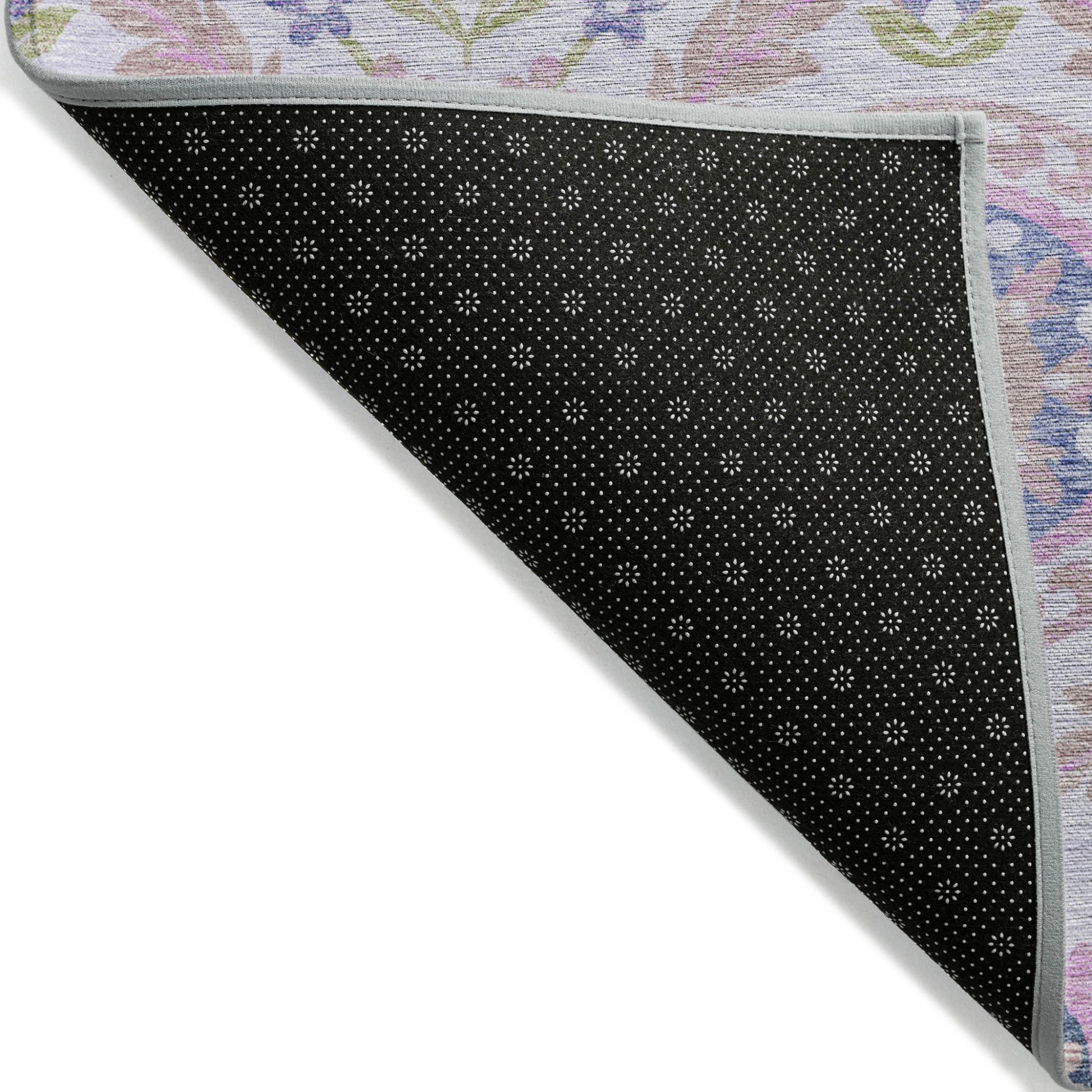 8' X 10' Blush Lavender And Purple Floral Washable Indoor Outdoor Area Rug-2