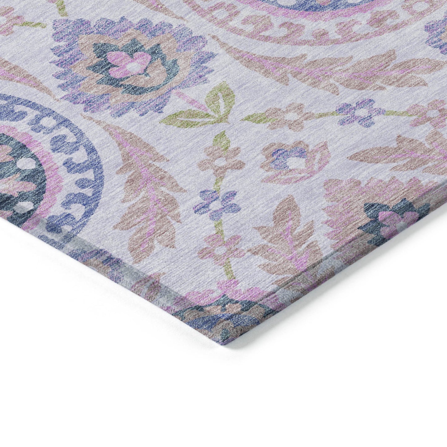 8' X 10' Blush Lavender And Purple Floral Washable Indoor Outdoor Area Rug-3
