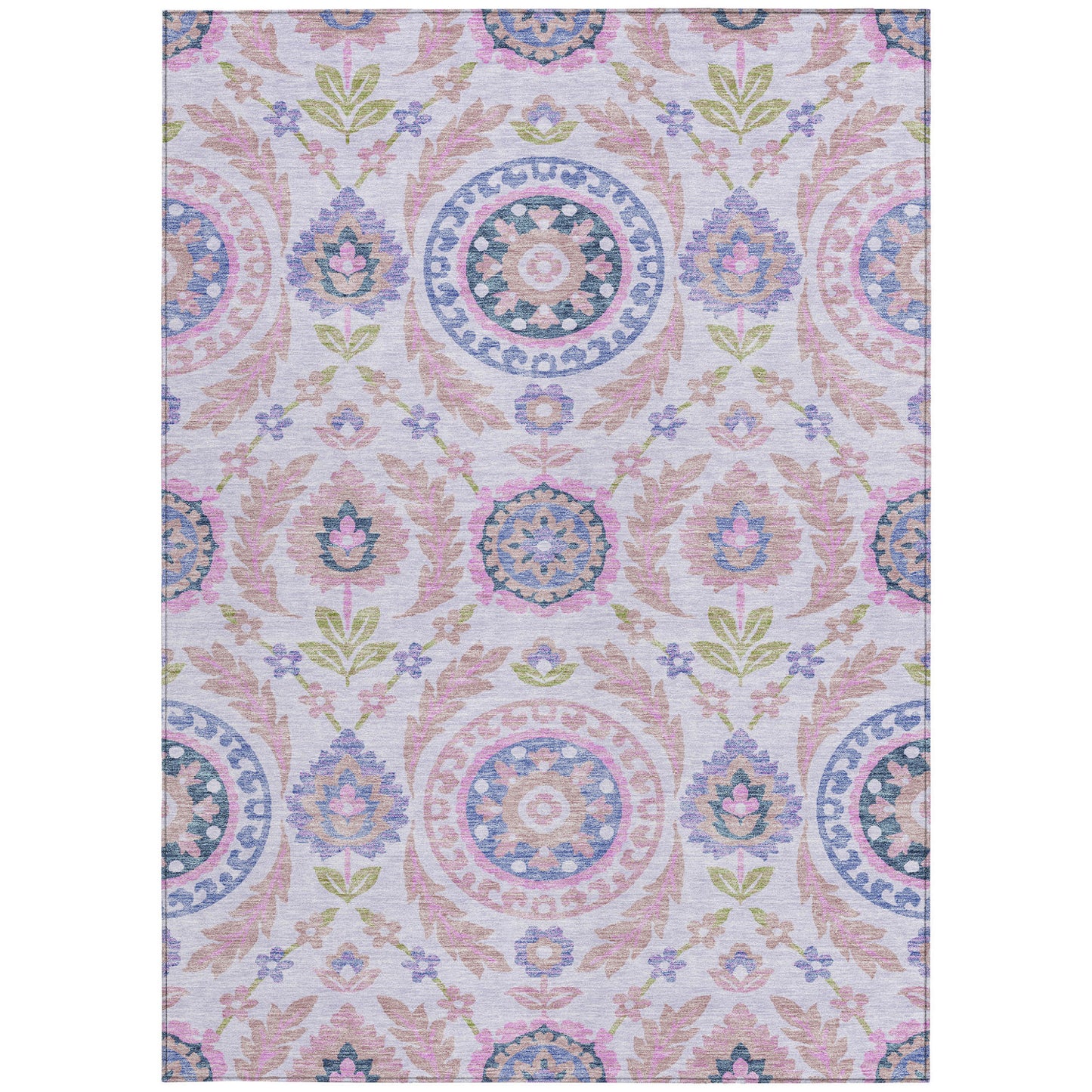 8' X 10' Blush Lavender And Purple Floral Washable Indoor Outdoor Area Rug-5