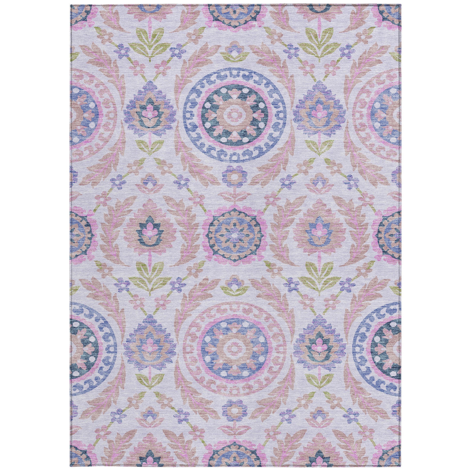 8' X 10' Blush Lavender And Purple Floral Washable Indoor Outdoor Area Rug-5
