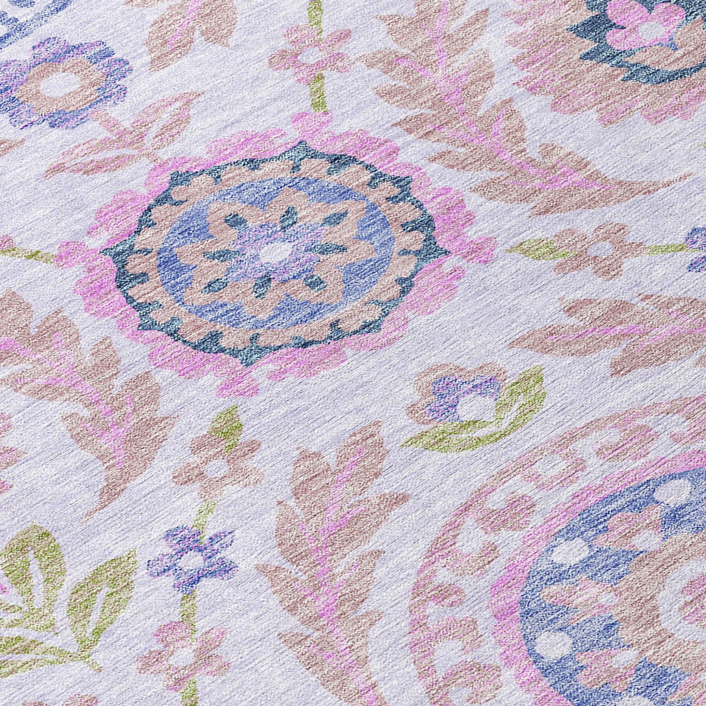 8' X 10' Blush Lavender And Purple Floral Washable Indoor Outdoor Area Rug-4