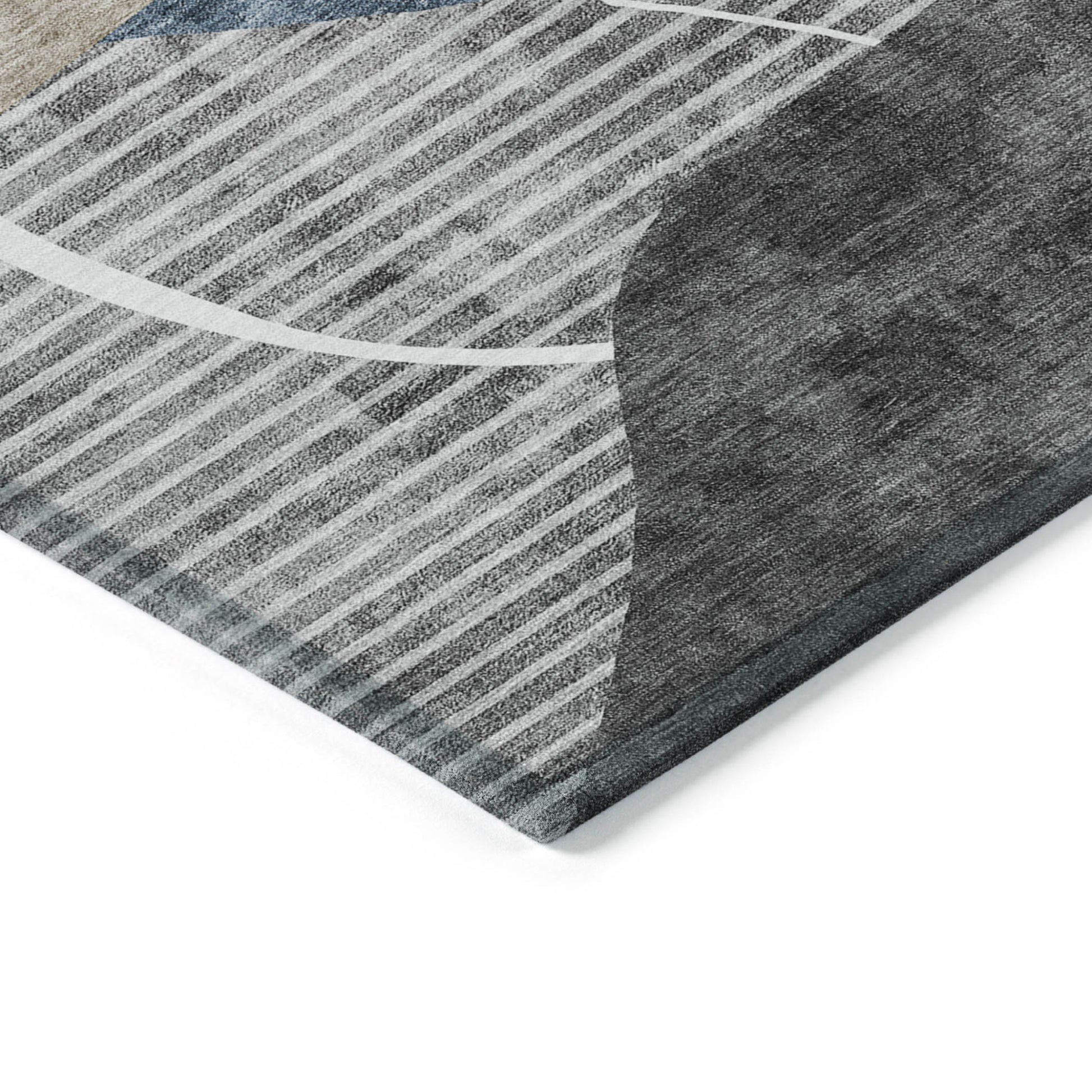 10' X 14' Blue Gray And Charcoal Abstract Washable Indoor Outdoor Area Rug-4